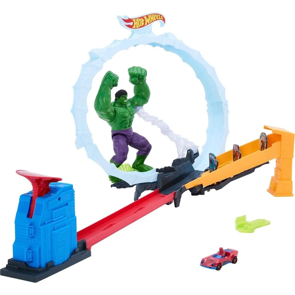 Hot Wheels Marvel Spider-Man Hulk Smash Down Track Set with Die-Cast Vehicle